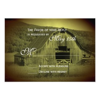 Getting Hitched Rustic Barn Wedding RSVP Cards