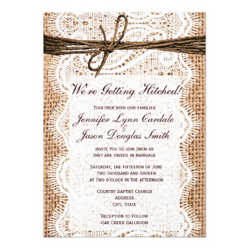 Getting Hitched Rustic Country Wedding Invitations