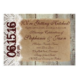 Getting Hitched Rustic Country Wedding Invitations Announcement