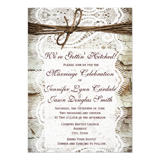 Getting Hitched Rustic Country Wedding Invitations