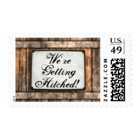 Getting Hitched Rustic Wedding Postage Stamps