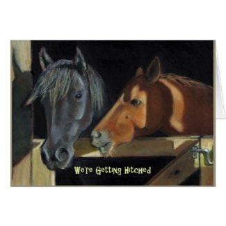 Getting Hitched: Two Horses in Pastel: Wedding card