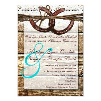 Getting Hitched Wood Horseshoes Wedding Invites Personalized Invite