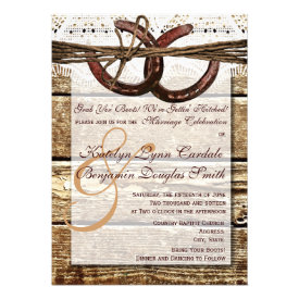 Getting Hitched Wood Horseshoes Wedding Invites Invite