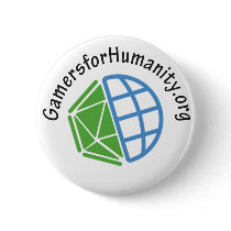 GfH Button, White Round, With Website by GamersForHumanity GfH Button, White Round, With Website