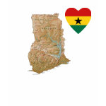 Ghana Flag Heart Map Fitted AA T-Shirt
