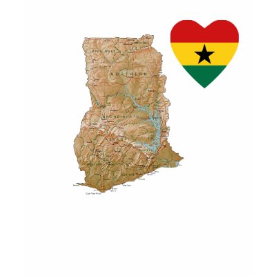 detailed maps of ghana. Ghana Flag Heart and Map