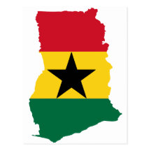 Ghana flag map post cards