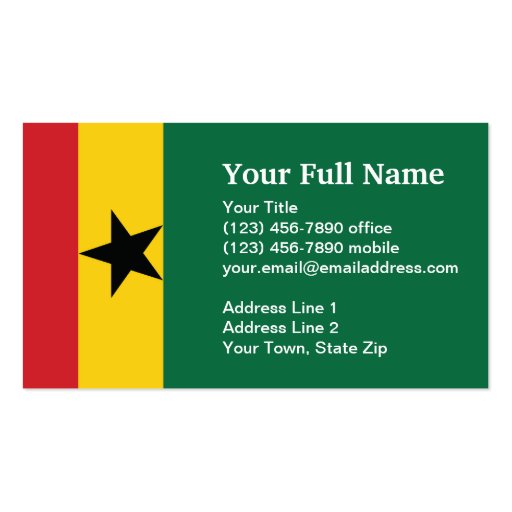 Ghana Plain Flag Business Card Template (front side)
