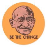 Ghandi Be The Change Round Stickers