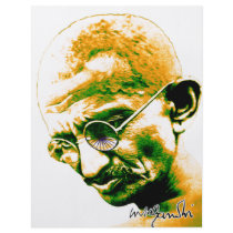 Ghandi in orange, green and white flyers