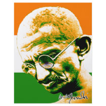 Ghandi in orange green and white with flag flyers