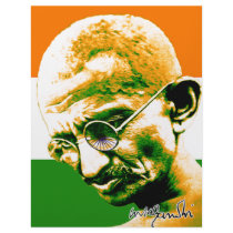 Ghandi in orange green and white with flag letterhead