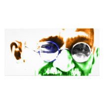Ghandi on Subtle Indian Flag Photo Greeting Card