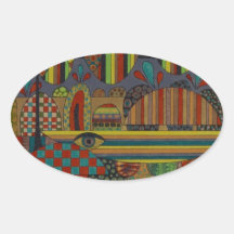 Ghe Ngo Khmer Boats Oval Sticker