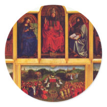 Ghent Altar Altar Of The Mystic Lamb Scene View Of Round Sticker