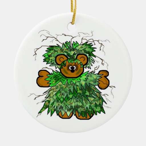 Ghillie Suit Teddy Bear Christmas Ornament