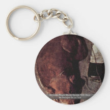 Ghironda Player (Hurdy Gurdy), With Dogs Key Chain