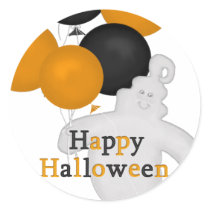 Ghost and Balloons Happy Halloween Stickers by HolidayFun Ghost and Balloons Happy Halloween Stickers