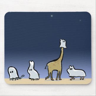 ghost animals at night mousepad