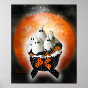 Ghost Cupcake Halloween Art Poster/Print