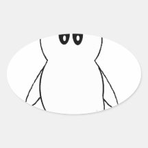 Ghost Gito the Penguin Oval Stickers