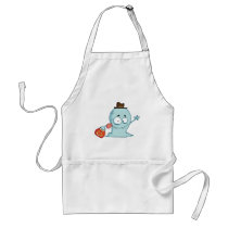 Ghost-goes-trick-or-treating aprons