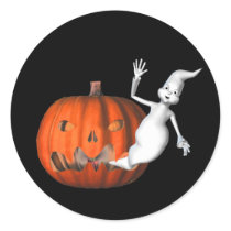 Ghost Jack O Lantern Halloween Funny Sticker by SmilinEyesTreasures Ghost Jack O Lantern Halloween Funny Sticker