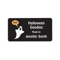 Ghost saying boo! Halloween kitchen label