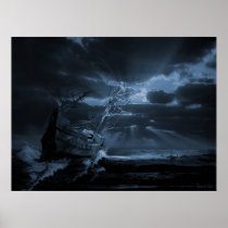 flying, dutchman, spirit, pirate, vessel, ghost, ships, phantom, boat, supernatural, isolation, yacht, mysterious, dark, mystery, apparition, sailboat, romantic, dolphins, work, art, shadow, sunlight, surrealism, solitude, ocean, water, sea, sunset, clouds, sunbeams, painting, Poster with custom graphic design