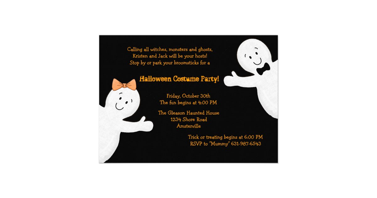 Ghost Siblings Halloween Party Invitation