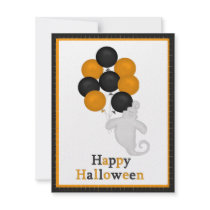 Ghost with Balloons Halloween Party Invitation by HolidayFun Ghost with Balloons Halloween Party Invitation