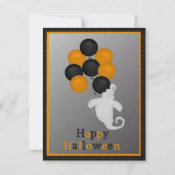 Ghost with Balloons Halloween Party Invitation invitation