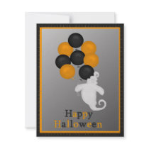 Ghost with Balloons Halloween Party Invitation by HolidayFun Ghost with Balloons Halloween Party Invitation