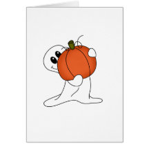 Ghost with Orange Pumpkin Cards