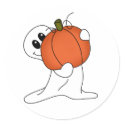 Ghost with Orange Pumpkin stickers