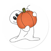 Ghost with Orange Pumpkin stickers