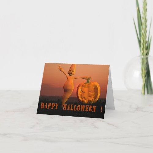 Ghost with Pumpkin card