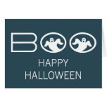 Ghostly Boo Halloween Card, Blue and White