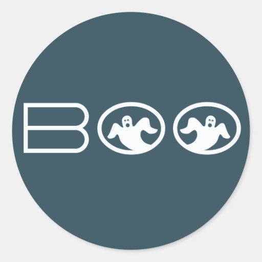 Ghostly Boo Halloween Stickers, Blue and White