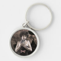 Ghostly Cat Lady art keychain