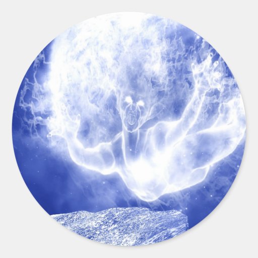 Ghostly moon round sticker