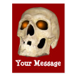 Ghostly Skull Glowing Orange Eyes Postcard