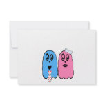 Ghosts in blue and pink with tie and bow invite
