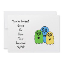 Ghosts in green yellow blue custom invitations