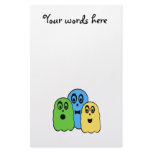 Ghosts in green yellow blue stationery design