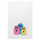 Ghosts in pink blue yellow stationery paper