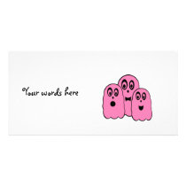 Ghosts in pink photo greeting card