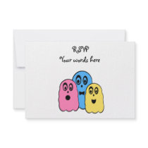 Ghosts in pink yellow and blue custom announcements