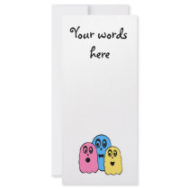 Ghosts in pink yellow and blue personalized rack card